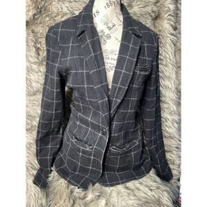 Joie Wool‎ Dress Coat Plaid Black Women's Size M